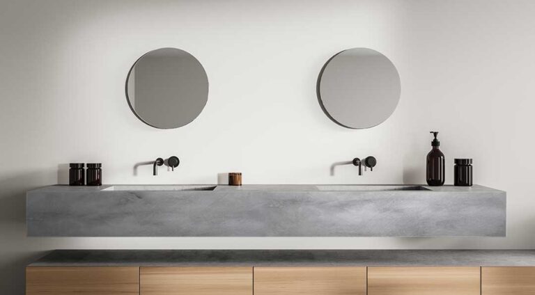 Spüle und Spülbecken mit Mikrozement bedeckt